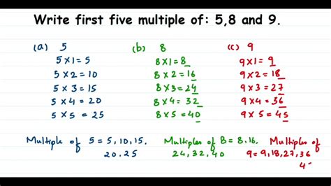 first five multiples of 8.